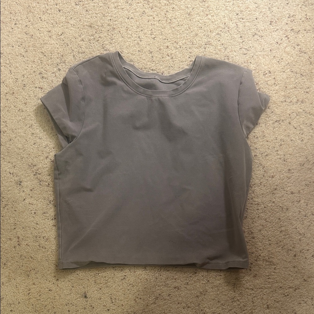 ALO Yoga Alosoft Double Washed Gray Crop Top